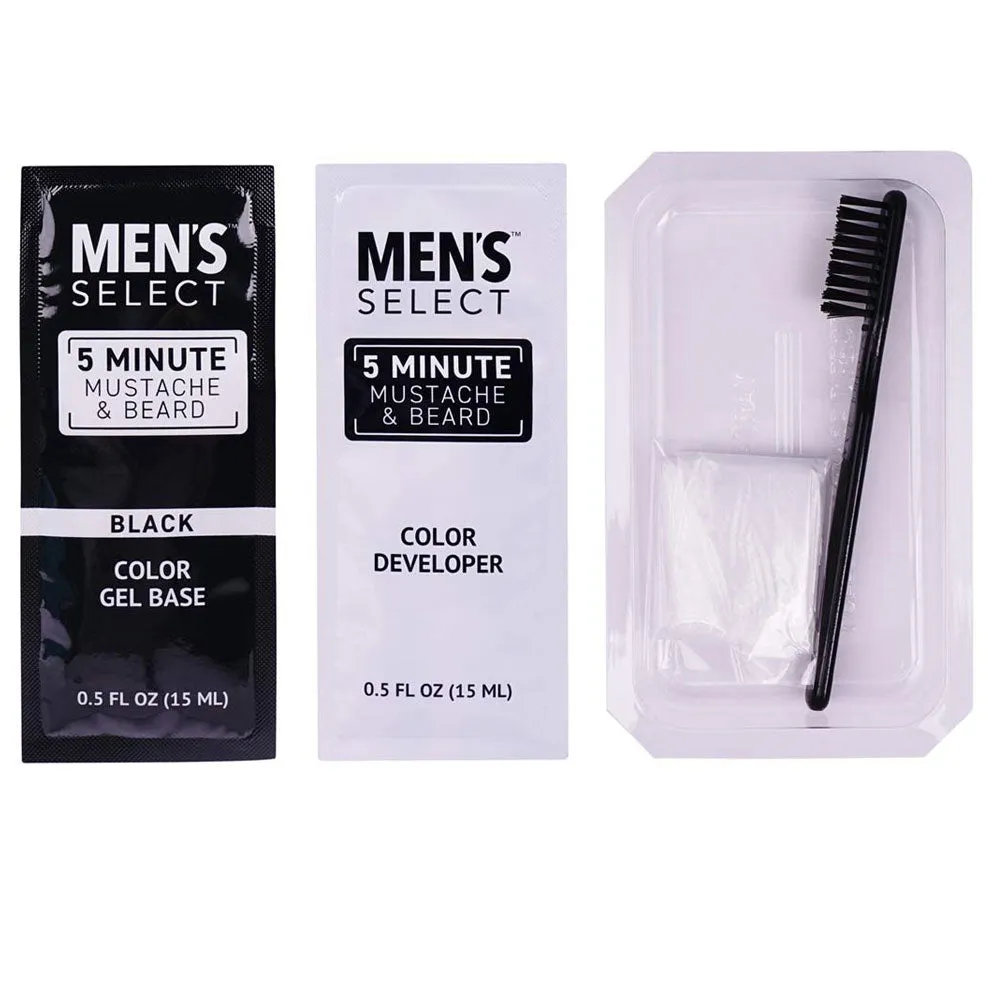 1 Pk Men's Mustache Beard Hair Dye Black Color Permanent Coloring in 5 Minutes