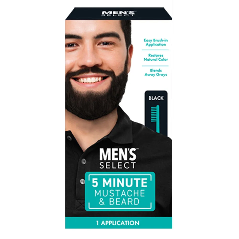 1 Pk Men's Mustache Beard Hair Dye Black Color Permanent Coloring in 5 Minutes