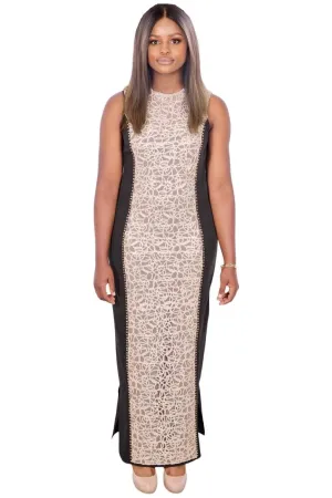 African Evening Black and Gold Dress