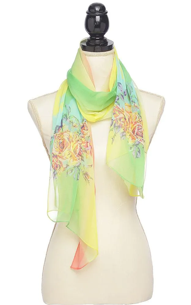 BASC4902 Silky Floral Oblong Scarf