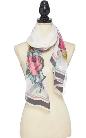 BASC4904 Silky Floral Oblong Scarf