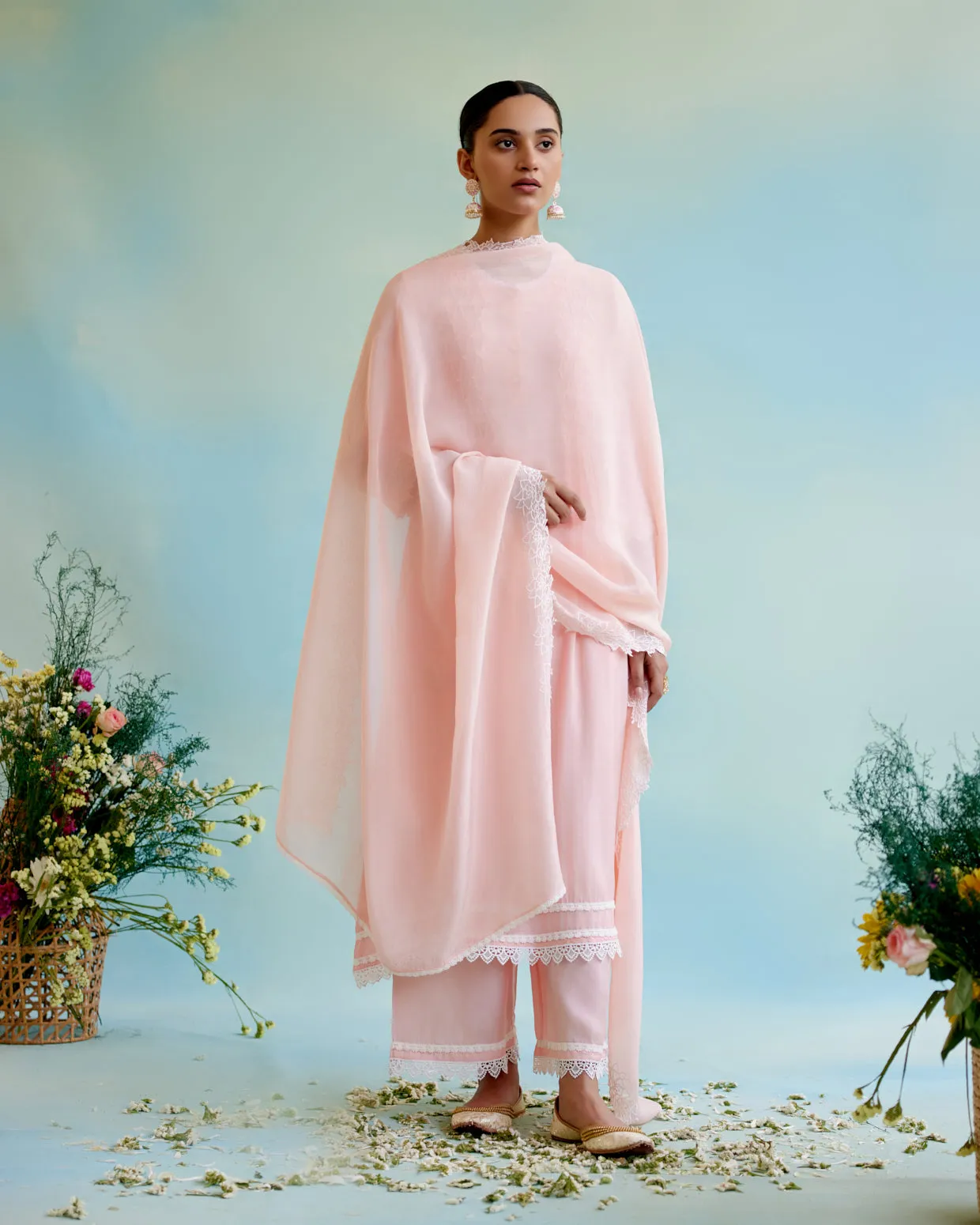 Blossom Pearl Kurta in Silky Modal with Wide Leg Pants