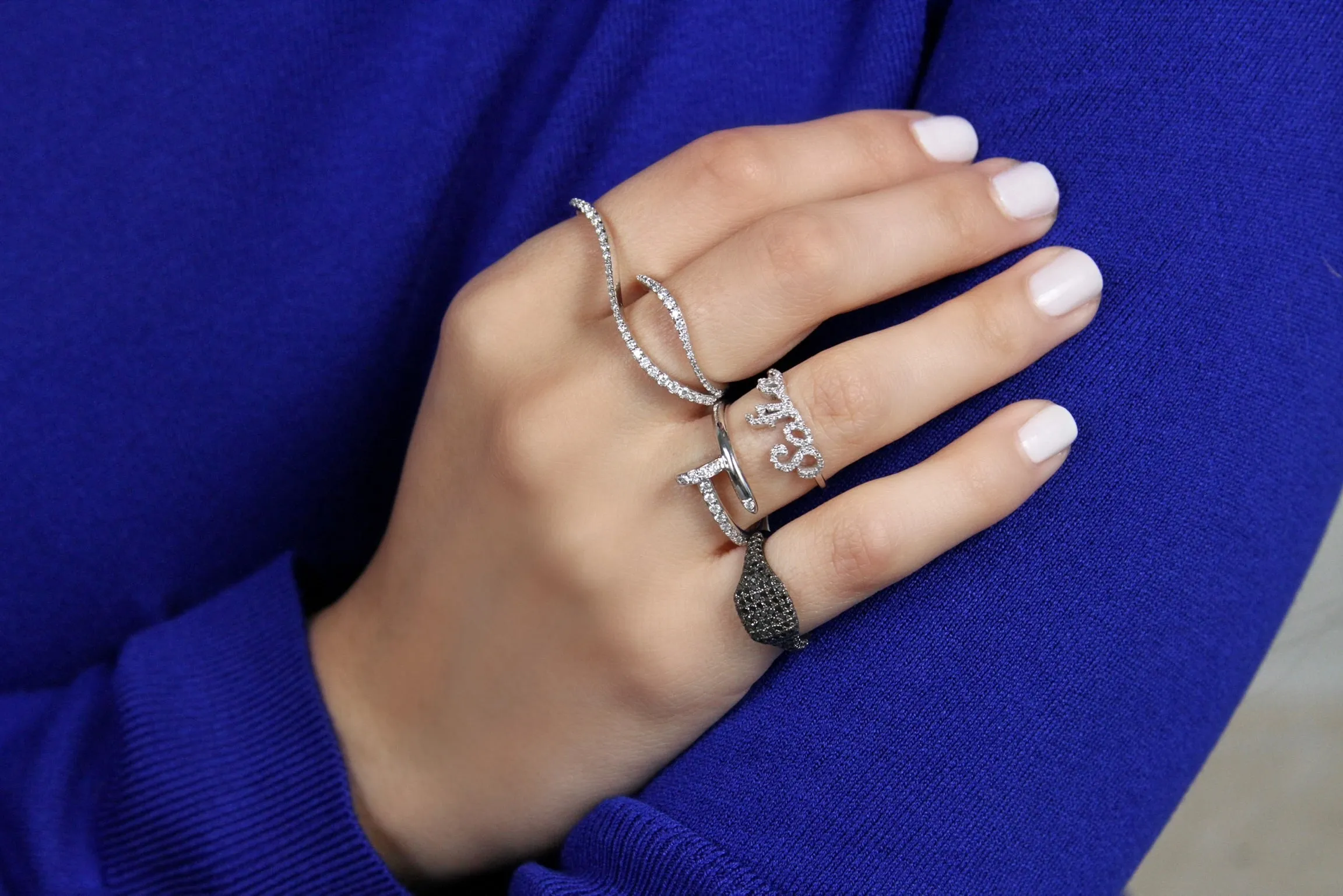 Custom Diamond Script Ring