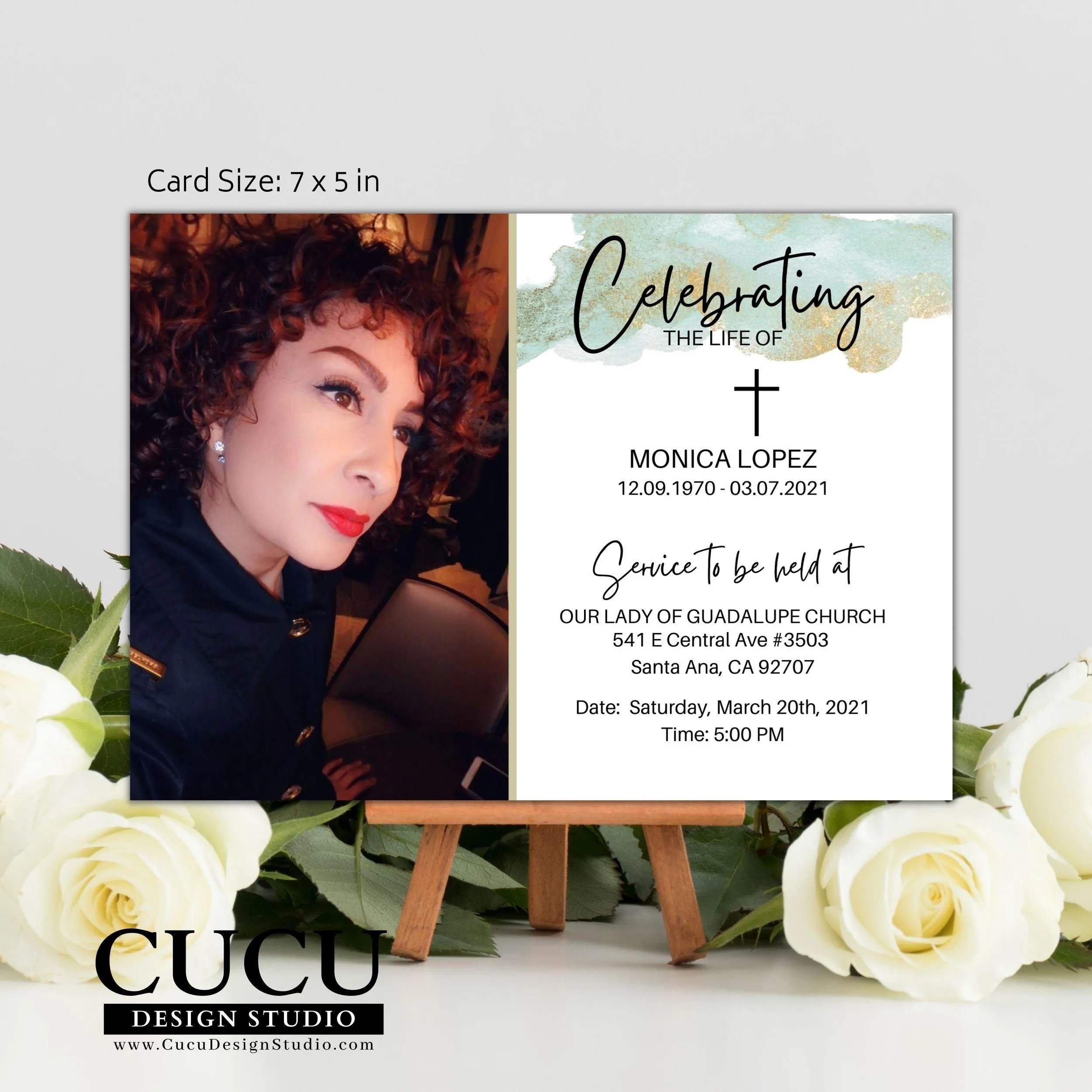 Customizable Printable Funeral Announcement Card Template