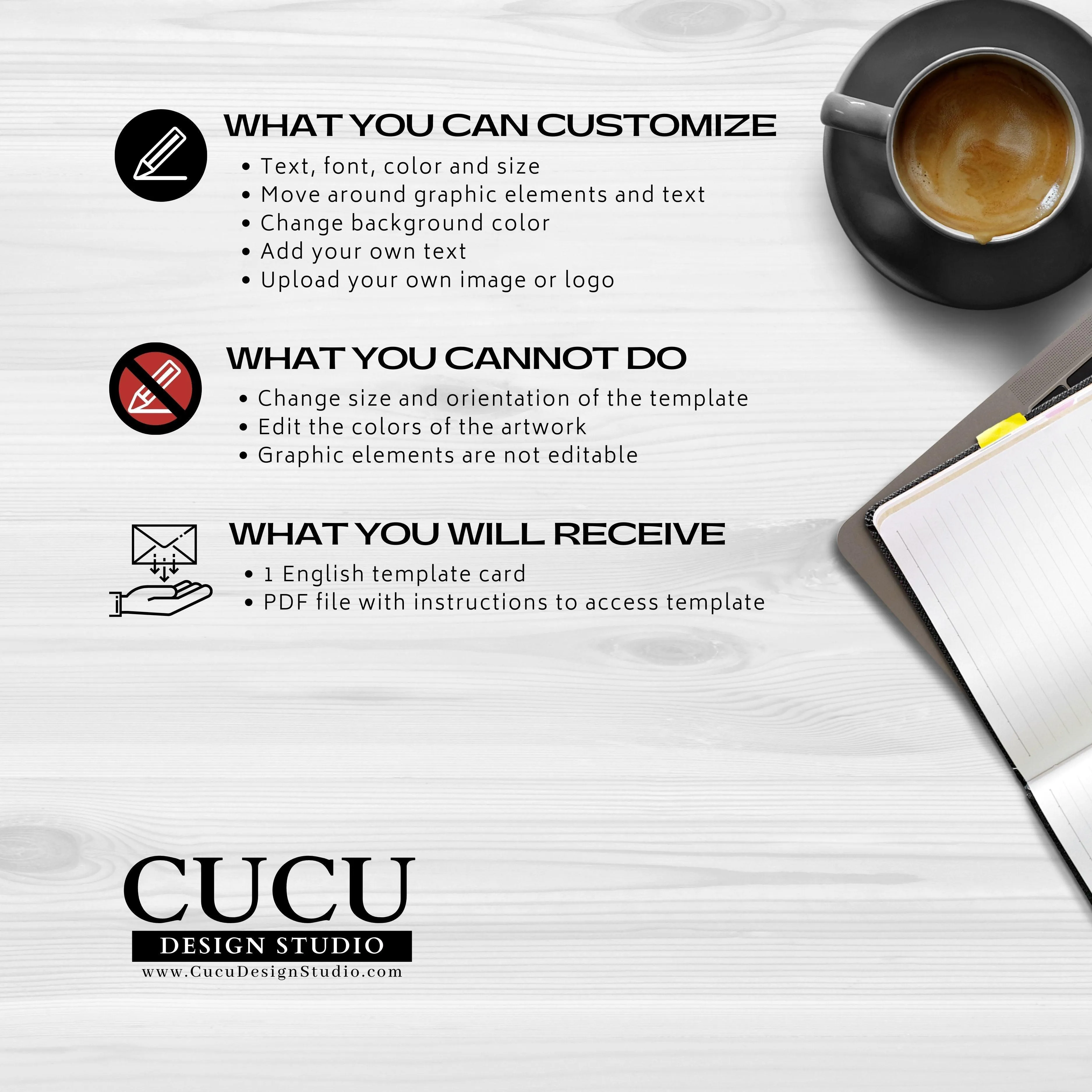 Customizable Printable Funeral Announcement Card Template