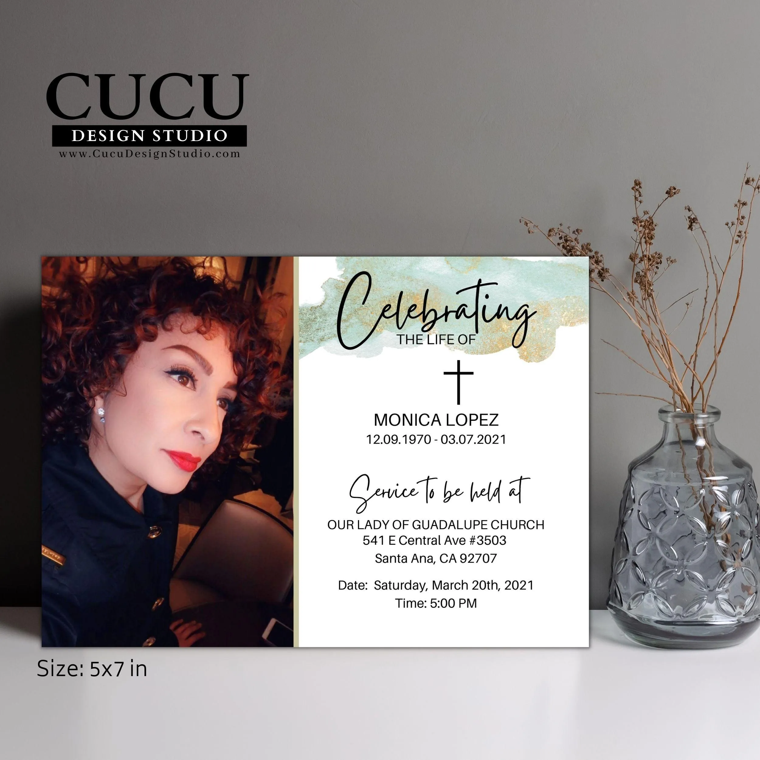 Customizable Printable Funeral Announcement Card Template