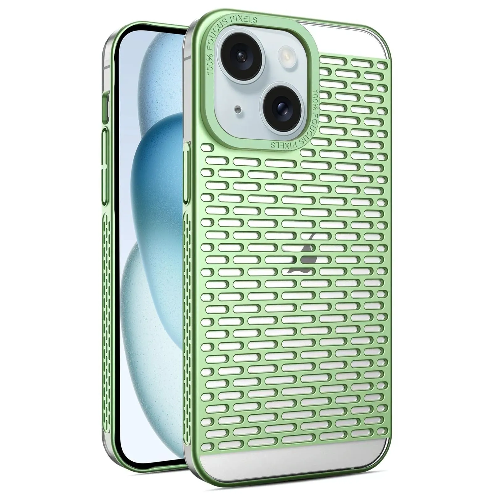 For Iphone 15 Hollow Matte Electroplated Pc Heat Dissipation Phone Case