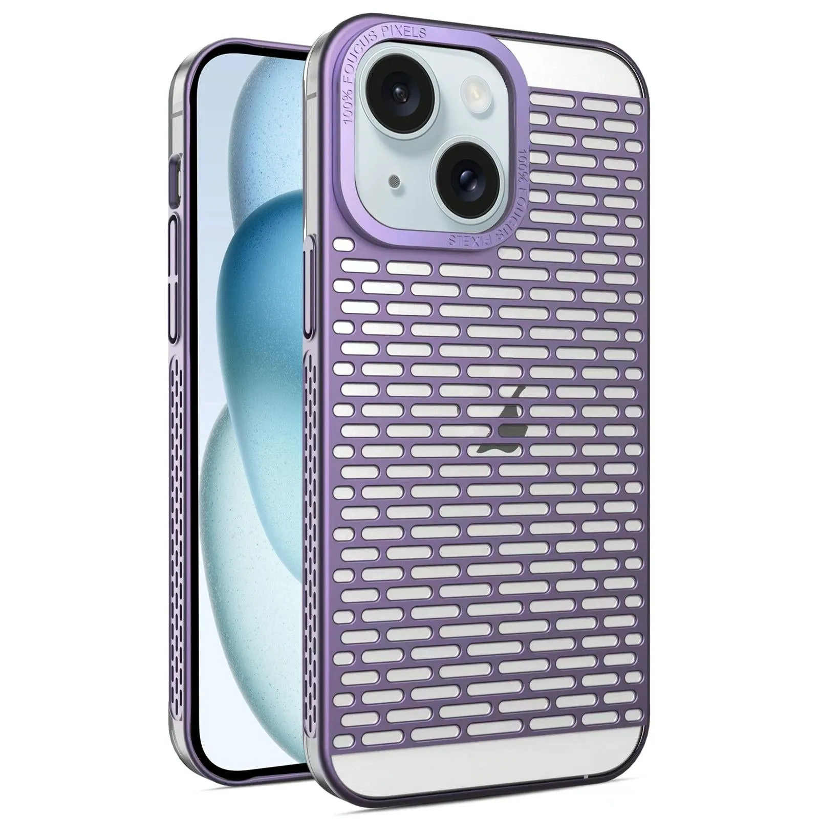 For Iphone 15 Hollow Matte Electroplated Pc Heat Dissipation Phone Case