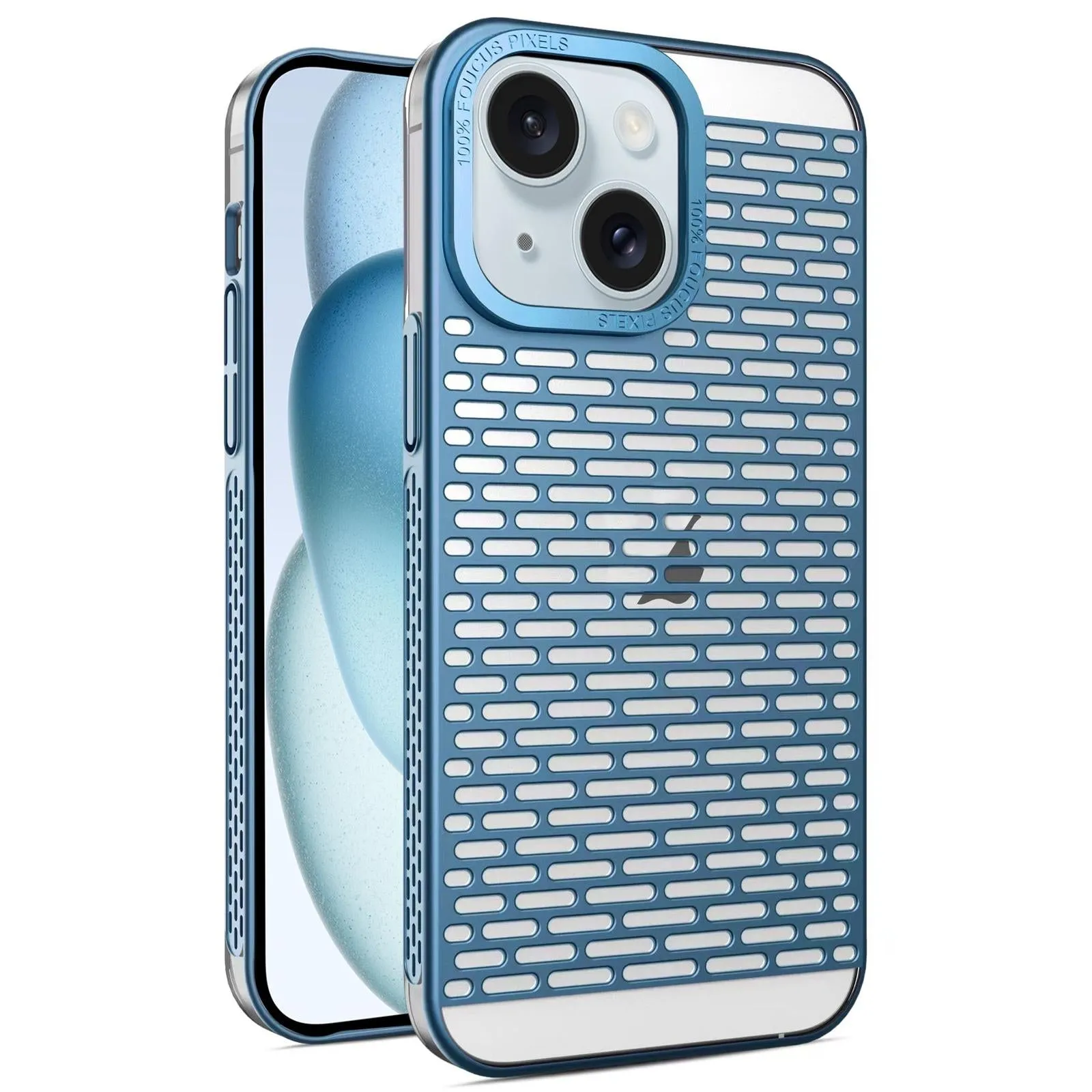For Iphone 15 Hollow Matte Electroplated Pc Heat Dissipation Phone Case