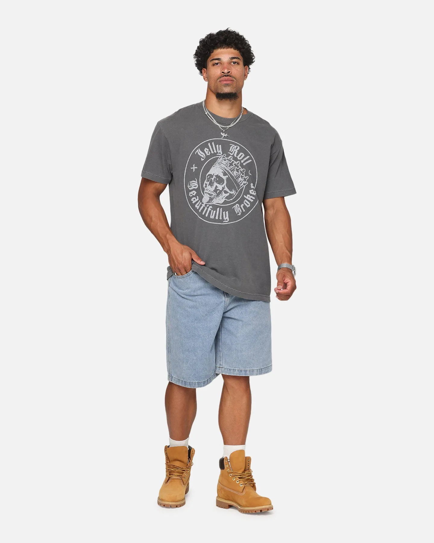 Jelly Roll Beautifully Broken Badge T-Shirt Faded Black