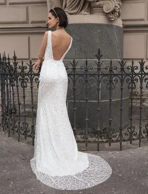 Khaleesi  Beautiful V-Neck White Wedding Dress