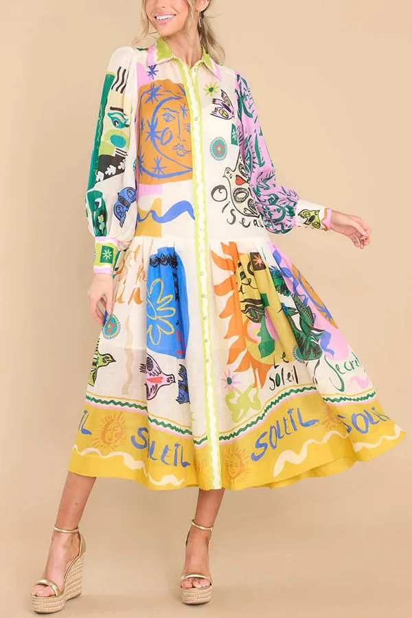Lina - Print Patchwork Midi Dress