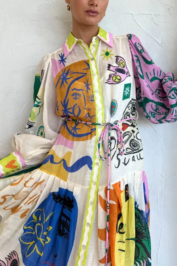Lina - Print Patchwork Midi Dress