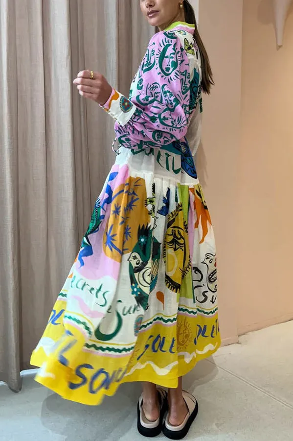 Lina - Print Patchwork Midi Dress