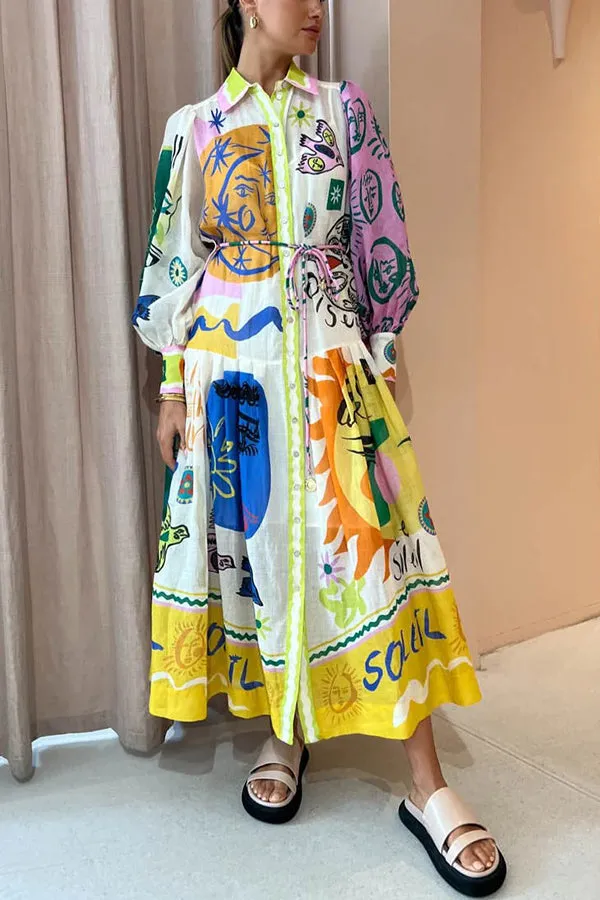 Lina - Print Patchwork Midi Dress