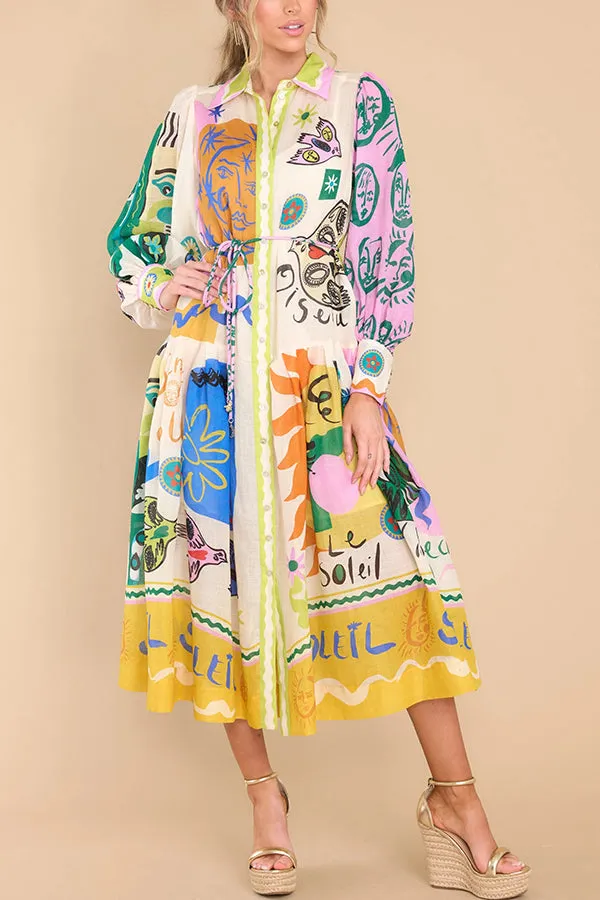 Lina - Print Patchwork Midi Dress