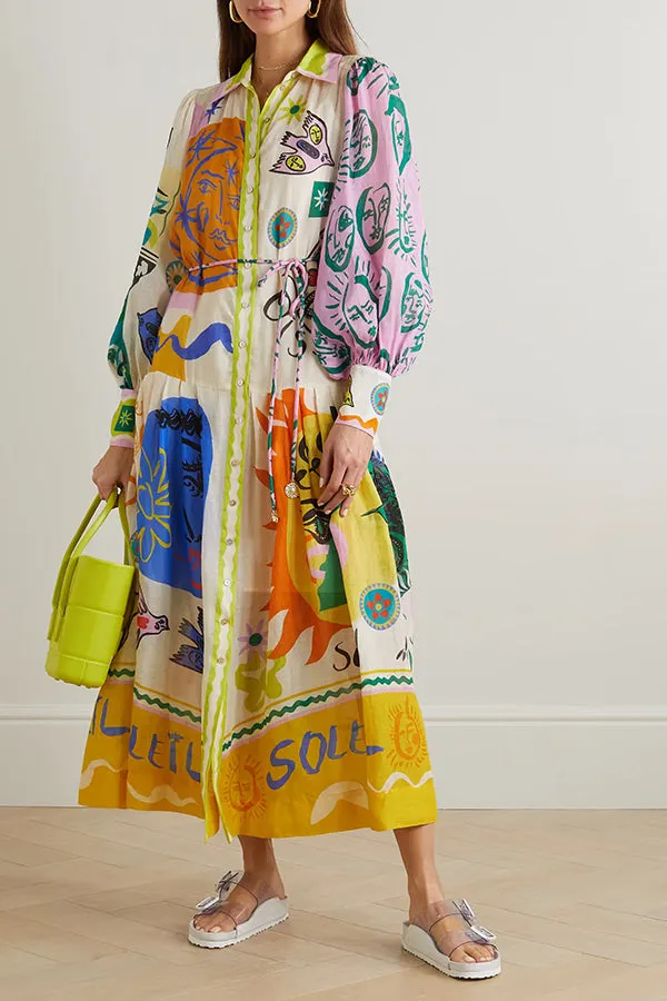 Lina - Print Patchwork Midi Dress