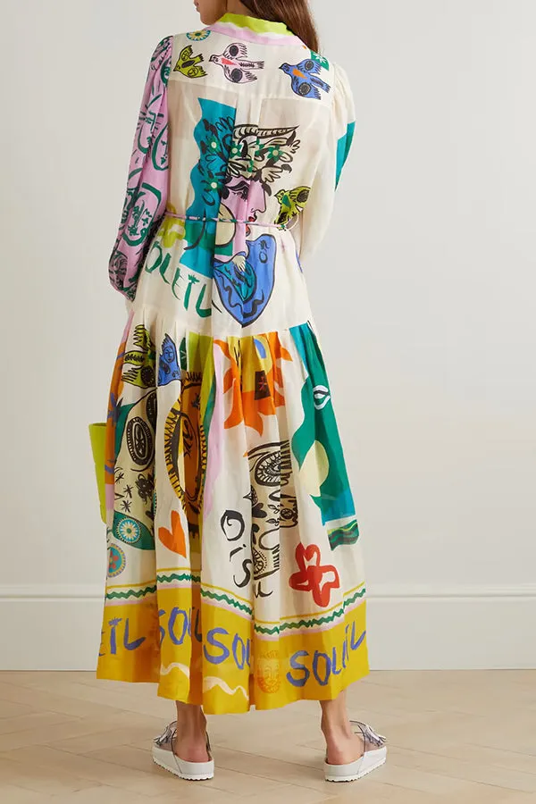 Lina - Print Patchwork Midi Dress