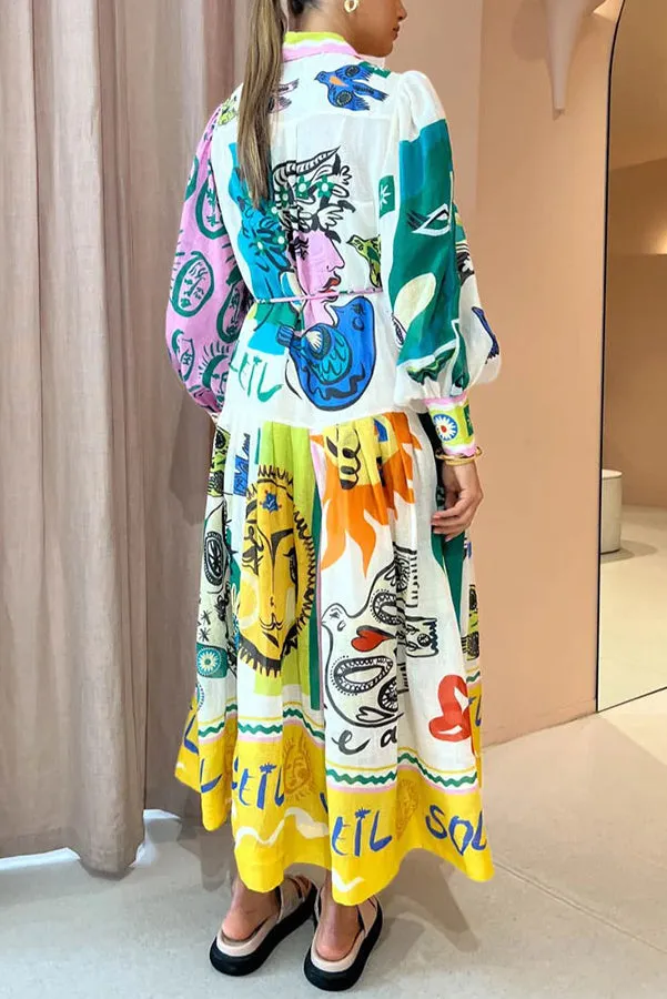 Lina - Print Patchwork Midi Dress