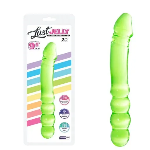 LUST JELLY PVC 9.5 DOUBLE DONG - GREEN