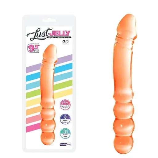LUST JELLY PVC 9.5 DOUBLE DONG - ORANGE