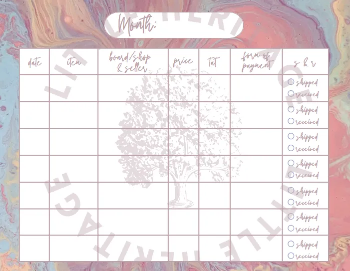 Marble Purchase Log