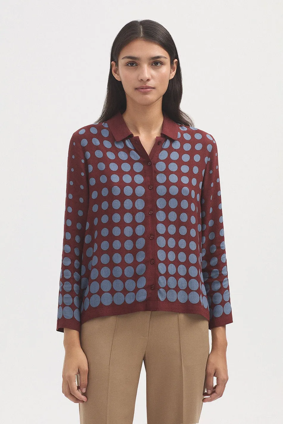 Positioned Dots Print Shirt / Intense Terracota