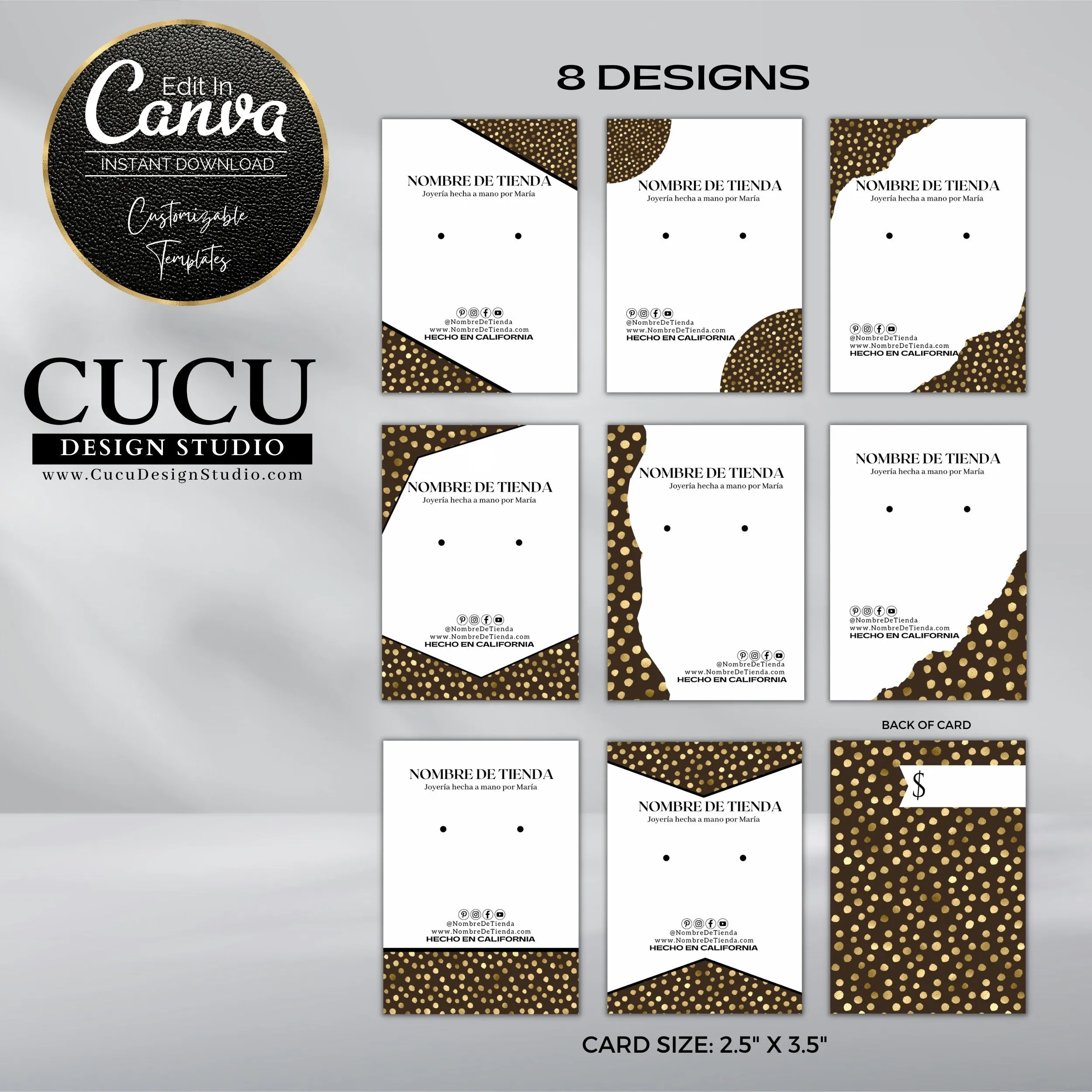 Spanish Customizable Earring Display Cards