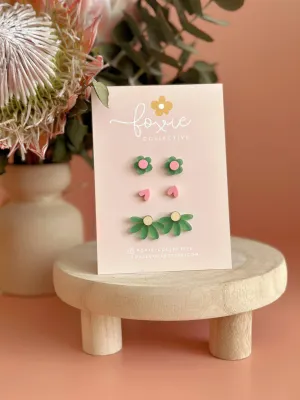 STUD PACK TRIO | Green   Pink