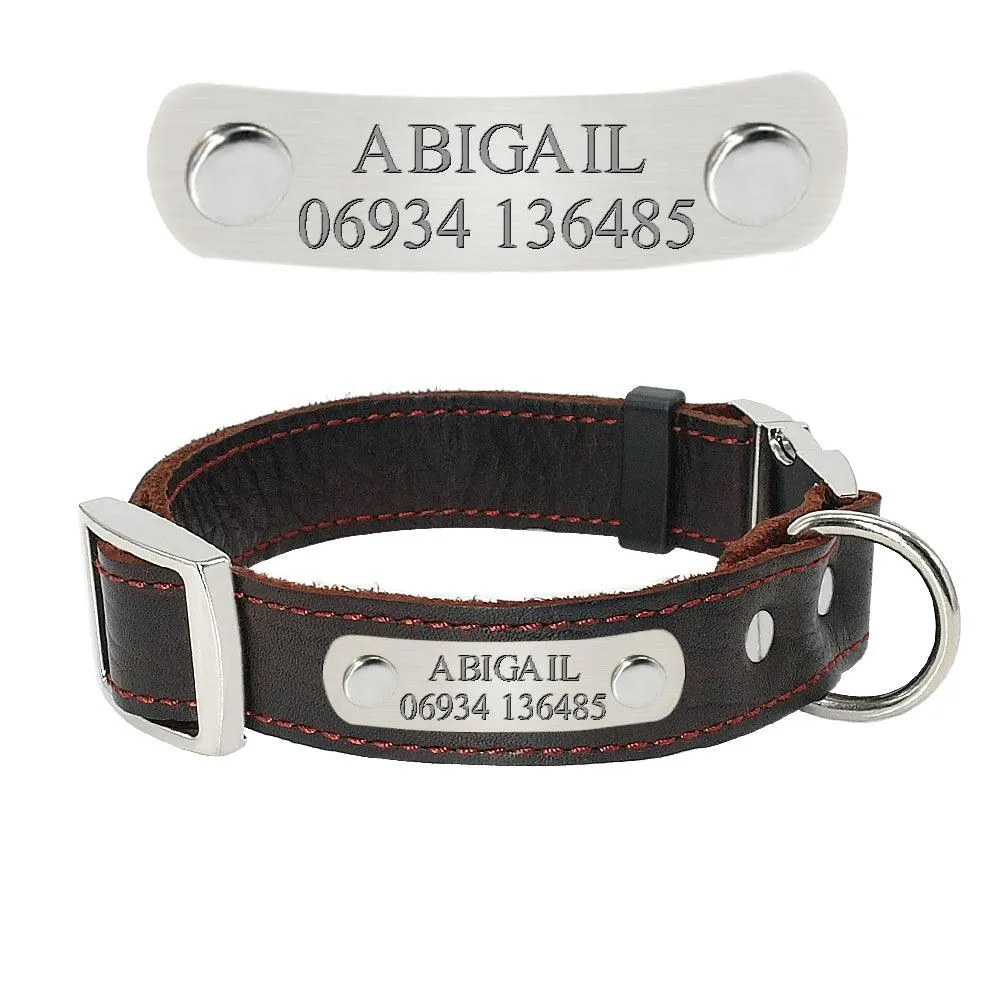 Vintage Style Leather Customizable Dog Collar
